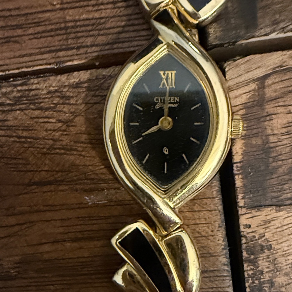 Citizen Gold Tone Watch with Black Dial and Accents